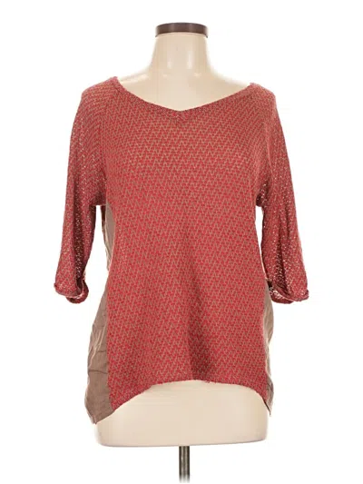 Pre-owned Sjs 3/4 Sleeve Top Red Scoop Neck Tops