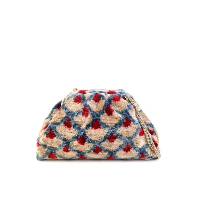 Sjw Bags London Women's Blue / Red Victoria Ikat Pouch Bag In Storm Blue, Cream, Vintage Red In Multi