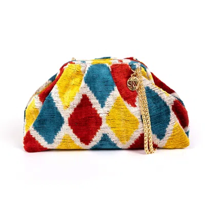 Sjw Bags London Women's Blue / Yellow / Orange Victoria Ikat Multicolour Bag In Yellow, Teal, Red