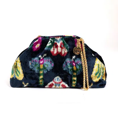 Sjw Bags London Women's Blue / Yellow / Orange Victoria Ikat Pouch Bag - Navy/ Yellow/ Magenta