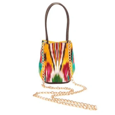 Sjw Bags London Women's Bonbon Ikat Bag In Black/brown/yellow