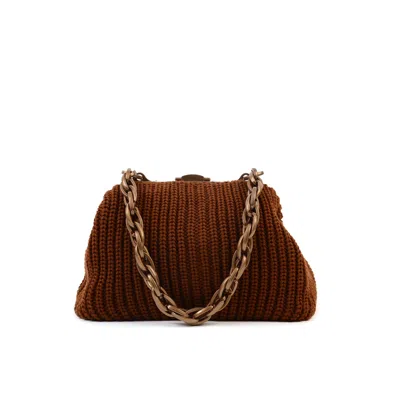 Sjw Bags London Women's Brown Balmoral Knitted Purse Clutch In Cinnamon