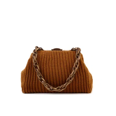 Sjw Bags London Women's Brown Balmoral Knitted Purse Clutch In Ochre