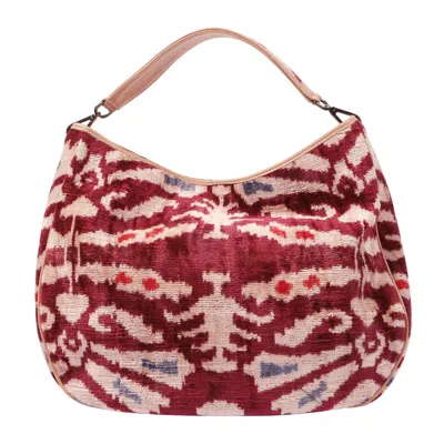 Sjw Bags London Women's Brown Garuda Velvet Ikat Bag In Maroon