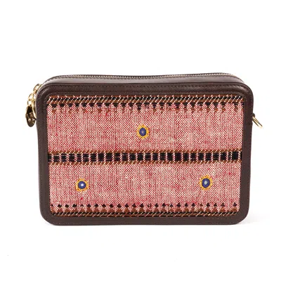 Sjw Bags London Women's Brown / Red Perazzi Gujarati Woven Textile & Leather Cross Body Bag-maroon