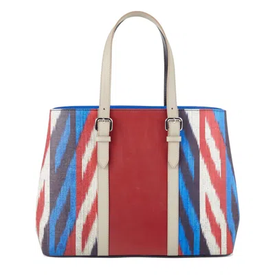 Sjw Bags London Women's Lord's Ikat Bag In Beige/black/blue/gray/red