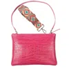Sjw Bags London Women's Pink Rainbow Croc-embossed Leather Bag In Fuchsia In Pink