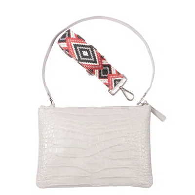 Sjw Bags London Women's Rainbow Croc-embossed Leather Bag In Ice White