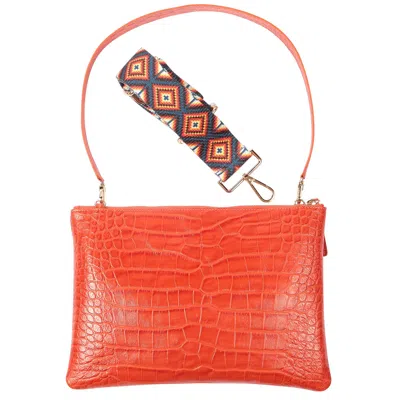Sjw Bags London Women's Rainbow Croc-embossed Leather Bag In Orange