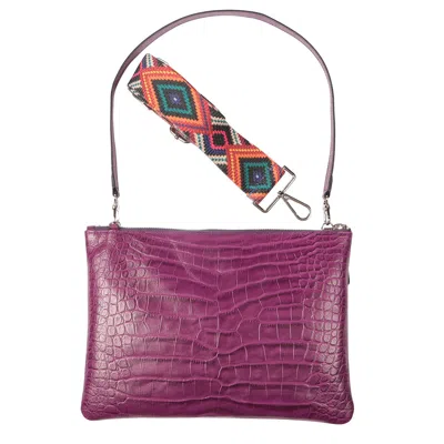 Sjw Bags London Women's Rainbow Croc-embossed Leather Bag In Purple