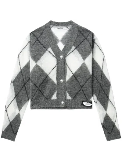 Sjyp Argyle-intarsia Cardigan In Grau