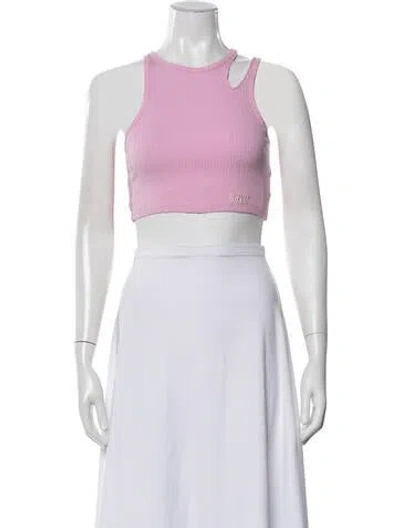 Pre-owned Sjyp Asymmetrical Sleeveless Crop Top In Green
