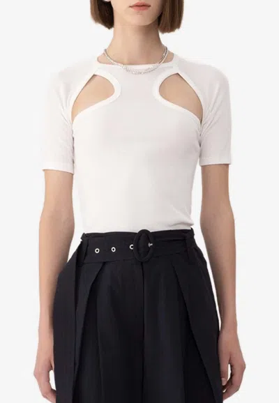 Sjyp Cut-out Short-sleeved Top In White