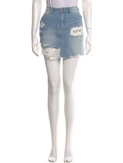 Pre-owned Sjyp Distressed Accents Mini Skirt In Blue