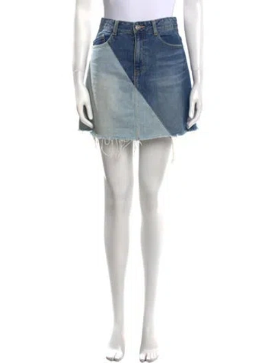 Pre-owned Sjyp Distressed Accents Mini Skirt In Blue