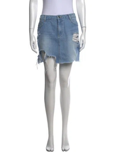 Pre-owned Sjyp Distressed Accents Mini Skirt In Blue