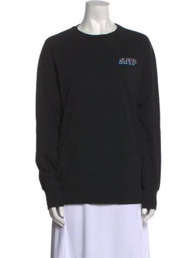 Pre-owned Sjyp Graphic Print Crew Neck Sweatshirt In Black