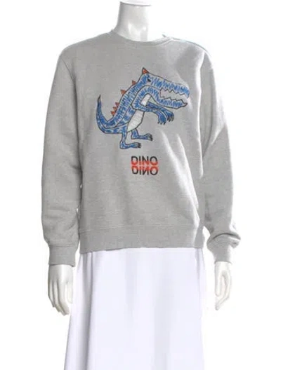 Pre-owned Sjyp Graphic Print Crew Neck Sweatshirt In Gray