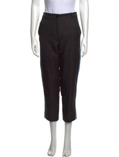 Pre-owned Sjyp Houndstooth Print Straight Leg Pants In Brown