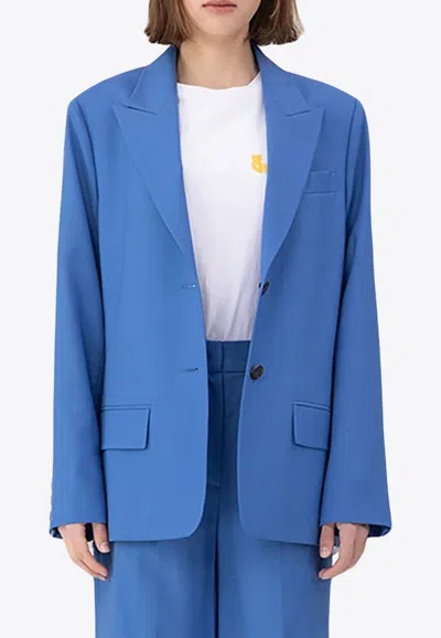 Sjyp Layered Single-breasted Blazer In Wool In Blue