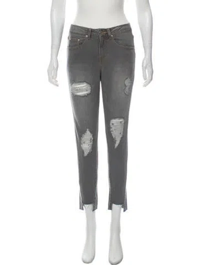 Pre-owned Sjyp Mid-rise Skinny Jeans In Gray