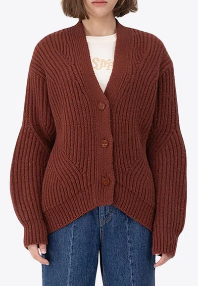 Sjyp Oversized Wool-blend Cardigan In Brown
