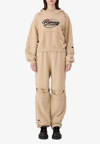 Sjyp Reversed Block Sweatpants In Beige