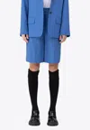 Sjyp Tailored Bermuda Shorts In Wool In Blue