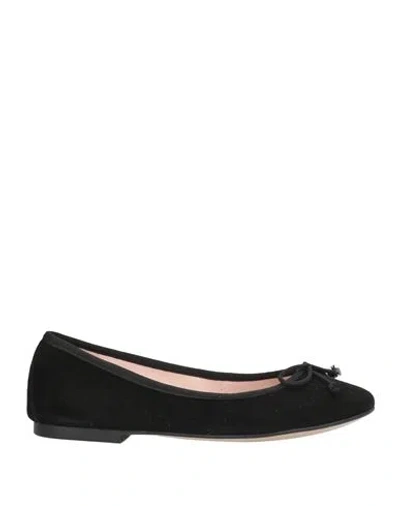 Ska Woman Ballet Flats Black Size 6 Leather, Textile Fibers