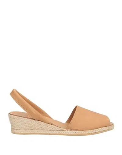 Ska Woman Espadrilles Sand Size 9 Leather In Neutral