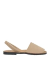 Ska Woman Sandals Khaki Size 7 Leather In Sand