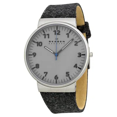 Skagen Ancher Grey Dial Grey Cloth Men's Watch Skw6097 In Grey/silver Tone