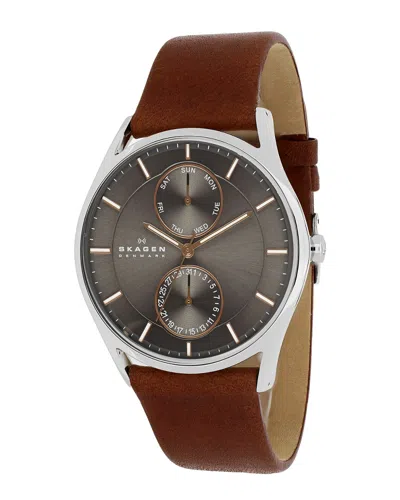 Skagen Holst Leather Watch In Brown