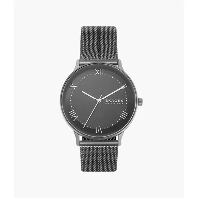 Skagen Gray Stainless Steel Dress Watch In Black
