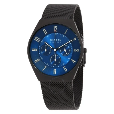 Skagen Grenen Chronograph Ocean Blue Dial Quartz Men's Watch Skw6841 In Black / Blue