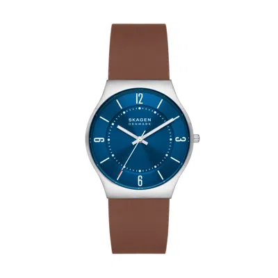 Skagen Grenen Men's Three-hand, Silver-tone At Least 50% Recycled Stainless Steel Watch In Brown