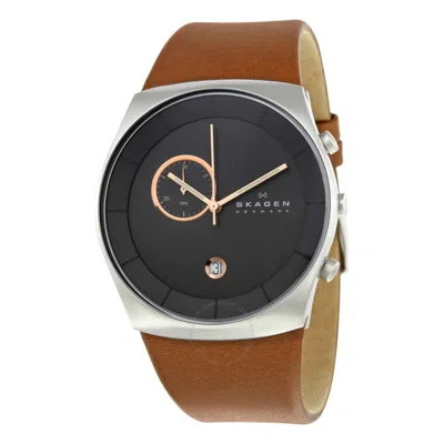 Skagen Havene Charcoal Dial Brown Leather Men's Watch Skw6085 In Brown/grey/pink/silver Tone/rose Gold Tone/gold Tone
