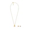 Skagen Lny Gift Set Gold-tone Stainless Steel Earrings And Necklace In Gold