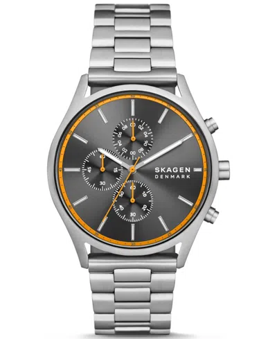 Skagen Men's Holst Chronograph Silver-tone Stainless Steel Watch 42mm In Metallic