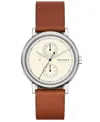 Skagen Men's Signatur Quartz Multifunction Brown Leather Watch, 40mm In Brown