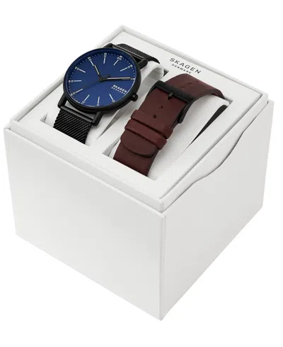 Skagen Men's Signatur Quartz Three-hand Black Stainless Steel 40mm