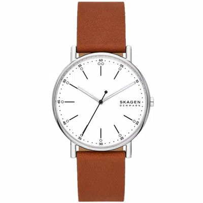 Skagen Men's Signatur White Dial Watch In Brown