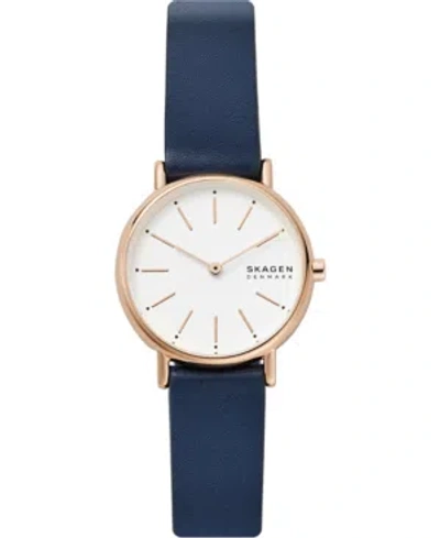 Skagen Women's Signatur Navy Leather Strap Watch 30mm