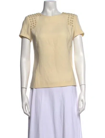 Pre-owned Skaist-taylor Scoop Neck Short Sleeve Top In Yellow