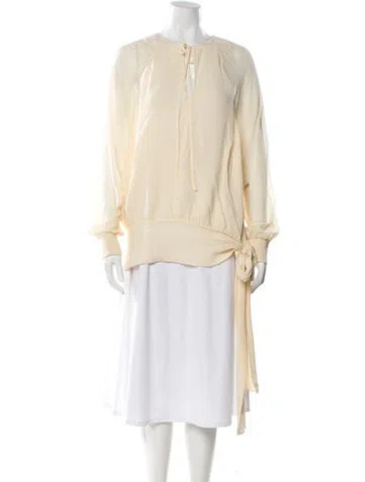 Pre-owned Skaist-taylor Silk Crew Neck Blouse In Yellow