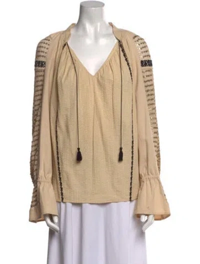 Pre-owned Skaist-taylor V-neck Long Sleeve Blouse In Neutral