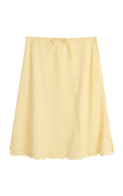 Skall Amour Linen-cotton Midi Skirt In Tan