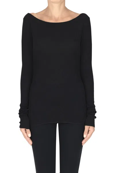 Skall Ribbed Merino Wool T-shirt In Black
