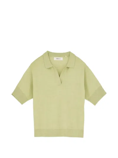 Skall Studio Amethyst Merino Wool Polo Shirt In Green