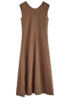 Skall Studio Antonia Linen-blend Midi Dress In Brown